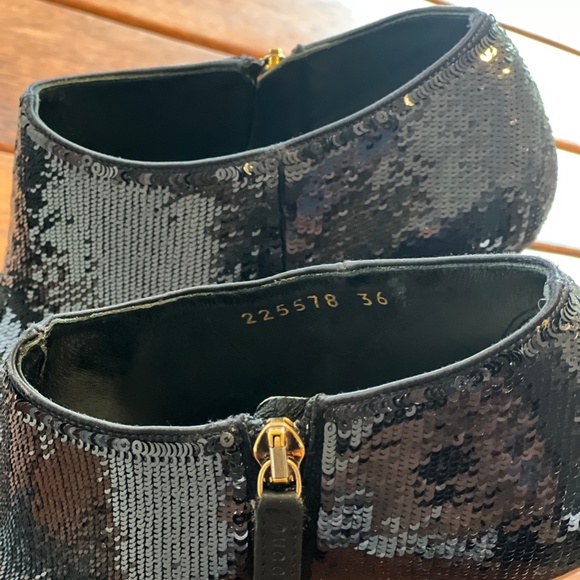 Gucci Black Sequin Ankle Booties Size 36 - Picture 2 of 8